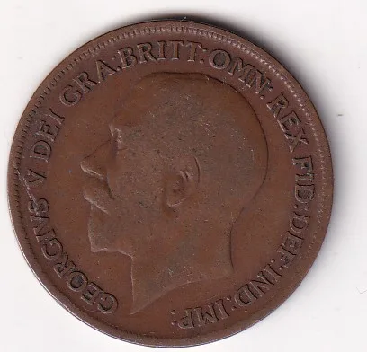 United Kingdom 1 Penny - George V 1921 Rare Coin#C-75