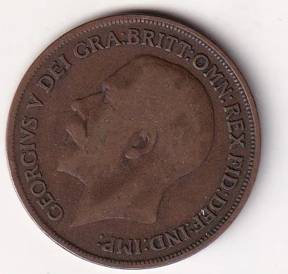 United Kingdom 1 Penny - George V 1917 Rare Coin#C-76