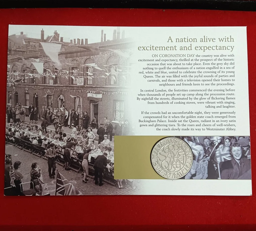 Rare 2003 Year UK Proof Coin Set Five Pounds Coin commemorating the 50th anniversary of Queen Elizabeth II's coronation Issue Royal Mint UK