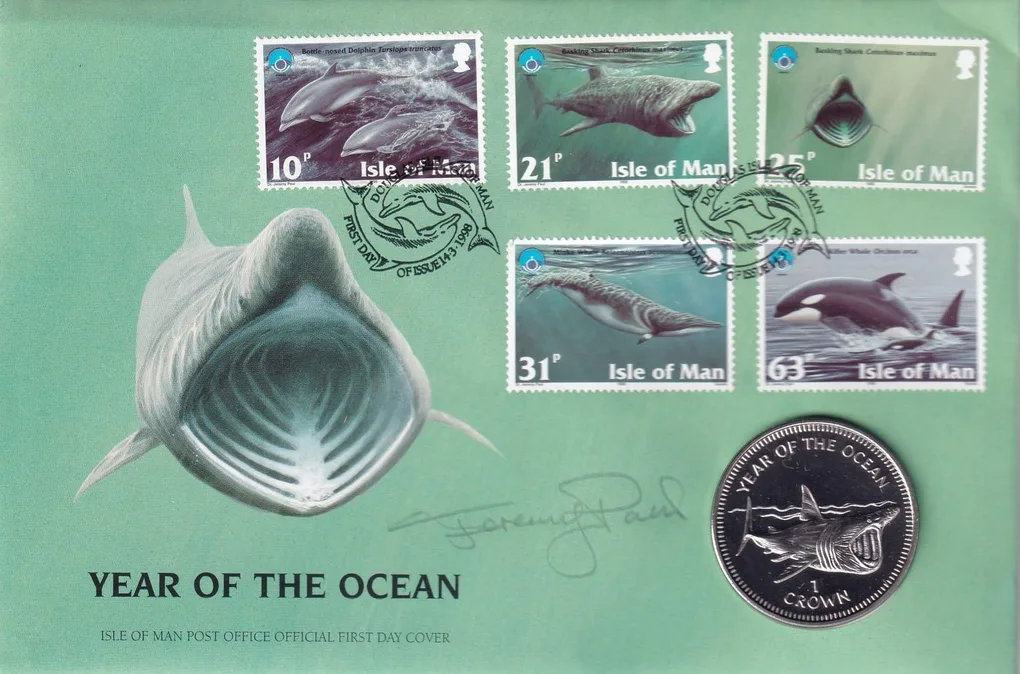 Isle of Man Marine Life 1998 1 Crown - Elizabeth II International Year Of the Ocean Rare Coin Set with Beautiful Folder