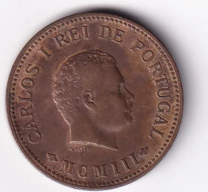 India, Portuguese ½ Tanga 1903 - Charles I Lisboa mint Rare Coin #C-101