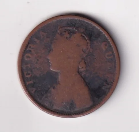 India - British ½ Anna 1862 - Victoria Rare Coin #C-106