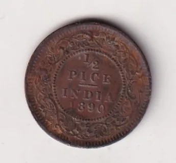 British-India 1/2 Pice - (Victoria) 1890 Rare Coin#C-120