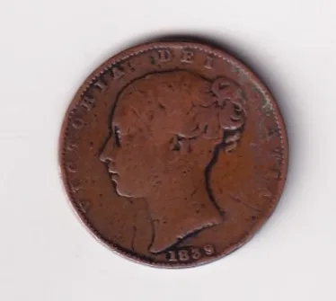 United Kingdom 1 Penny 1839 - Victoria ; bronzed Rare Coin #C-116
