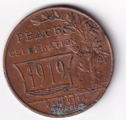 India - British Medal 1919 - Peace Celebration 1919 Calcutta Schools Rare Coin #C-129