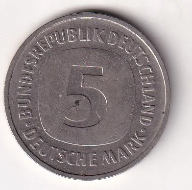 Germany 5 Deutsche Mark 1986 Rare Coin #C-127