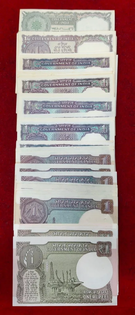 62 Note Signature 1 Rupees UNC Set (See Description) #A-4
