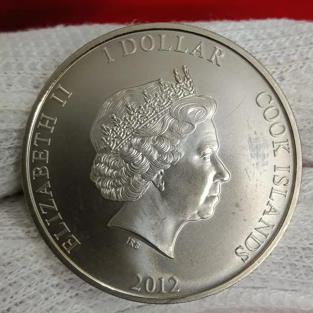 Rare Queen Elizabeth One Dollar Proof Coin Atlantic Crossing - Full Speed Ahead" RMS Titanic Series Year 2012 Cook Islands