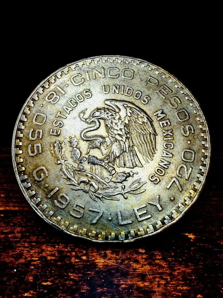 Mexico 1957 Issue 5 Pesos Silver Issue Ultra Unique and Rare