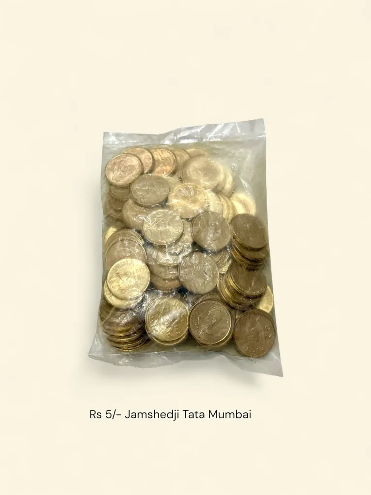 Rs 5 Republic India Jamshedji Tata Mumbai Mint RBI Seal 100 Coin Pouch Commemorative Issue Unique and Rare