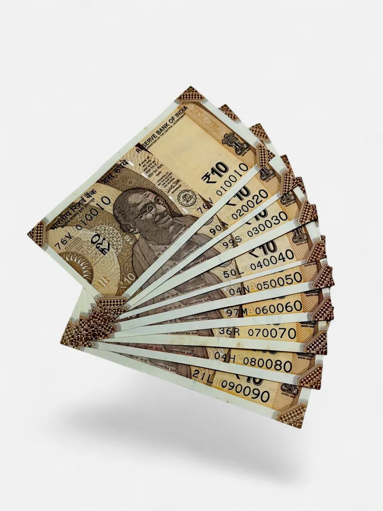 Rs 10 India Banknote Semi Solid Set 010010 to 090090 Gem Unc Unique and Rare