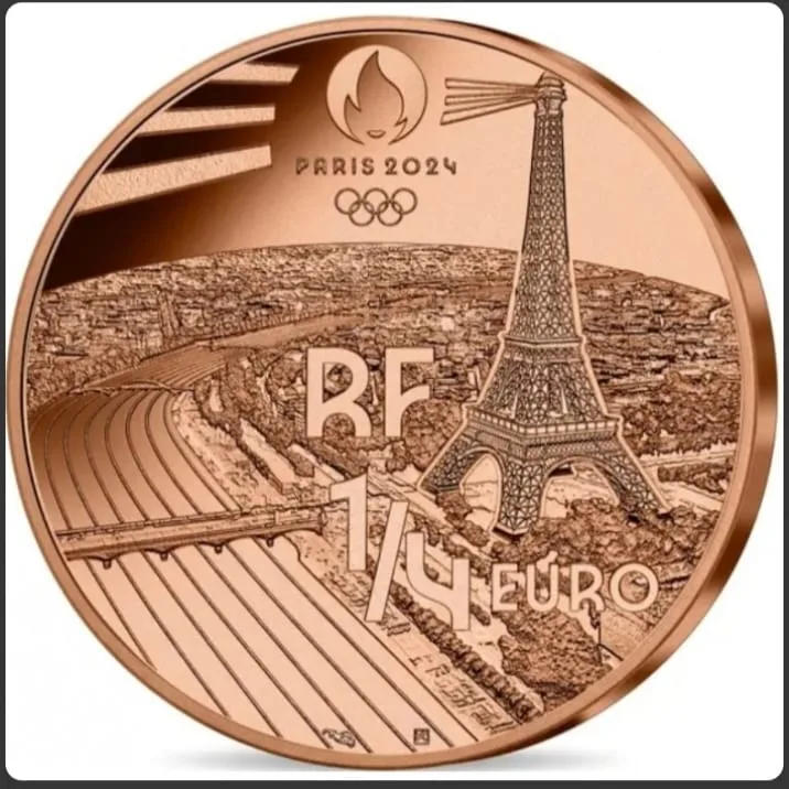 1/4 Euro Fencing Olympic Games Paris 2024 Rare UNC Coin with Capsule #C-106