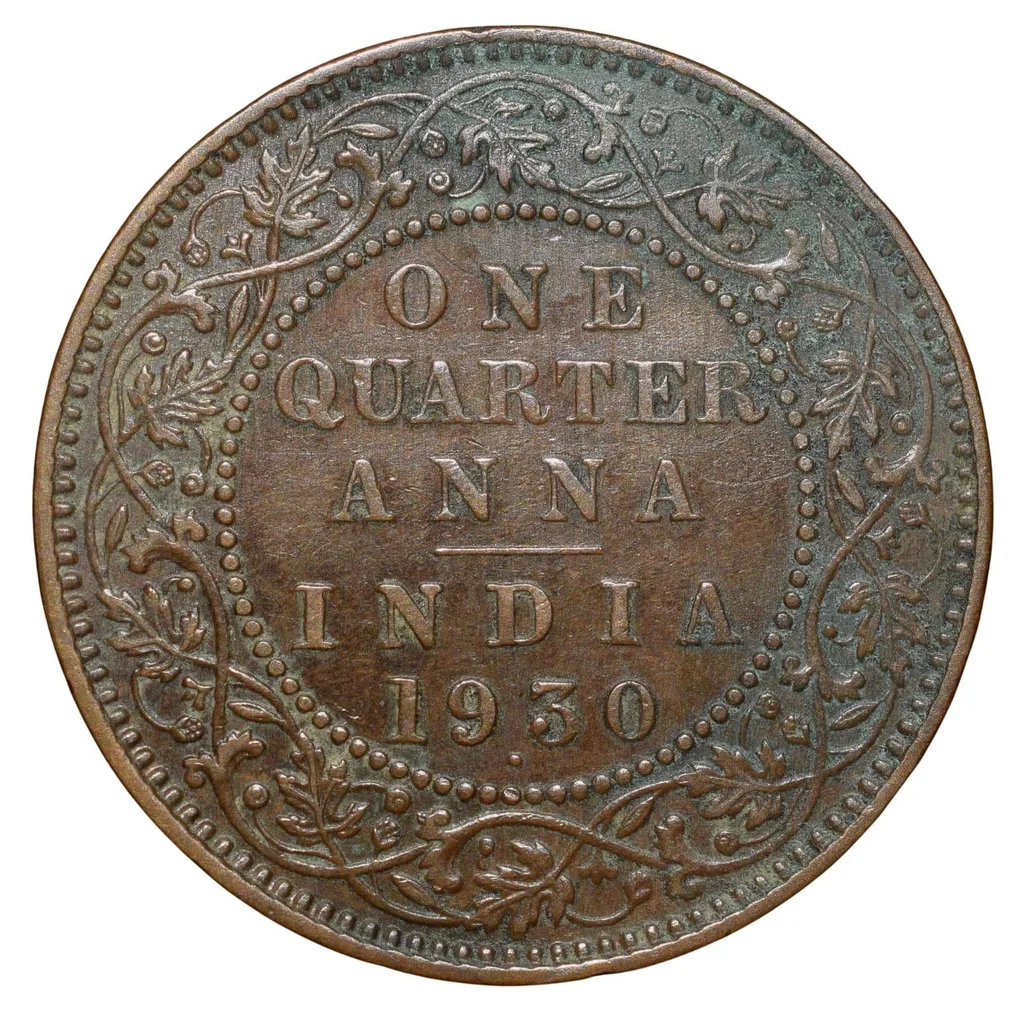 Bronze 1/4 Anna of George V (AD 1930) of Bombay Mint Scarce