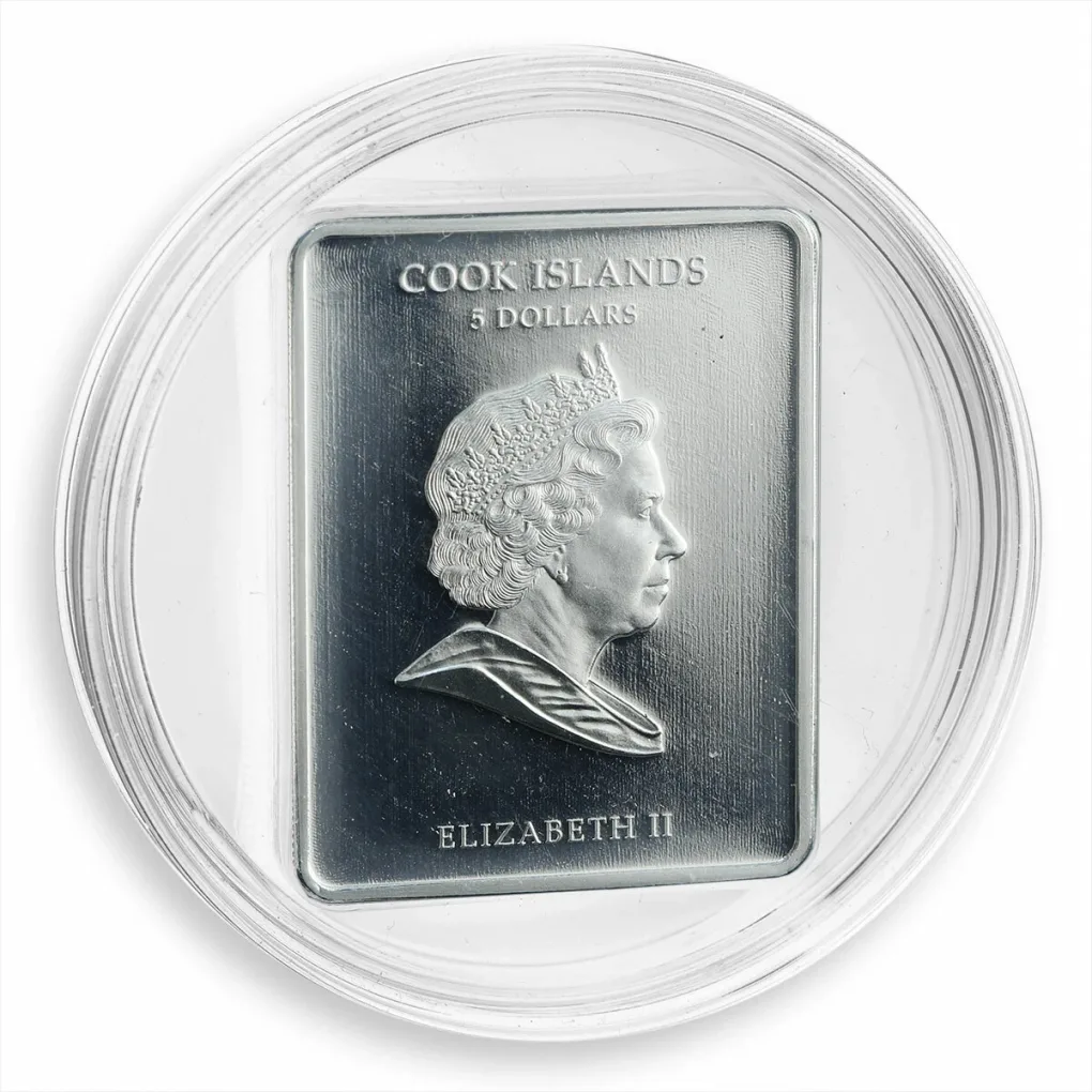 Cook Islands 5 Dollars 2009 - Elizabeth II Jan Matejko Rare {Silver (.925) (with a real yellow pearl insert) - Weight 25 g} Coin with Capsool