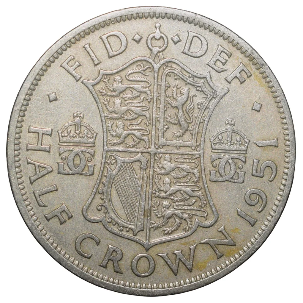 Copper-Nickel 1/2 Crown of George VI (AD 1951) from Great Brittain