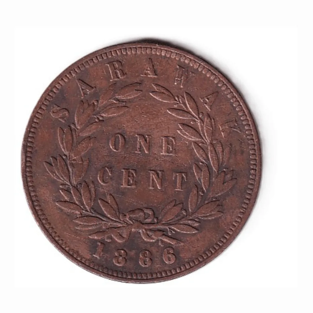 Malaysia › British Malaysia › Sarawak 1 Cent - Charles C. Brooke Rajah 1886 Rare Coin #C-330
