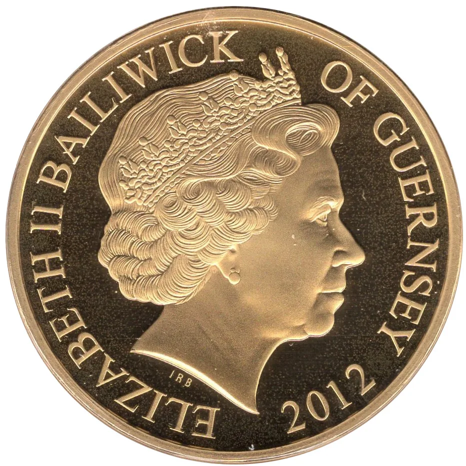 Guernsey 50 Pence -(Elizabeth II Diamond Jubilee) 2012 Rare Unc Commemorative Coloured Coin #J-20