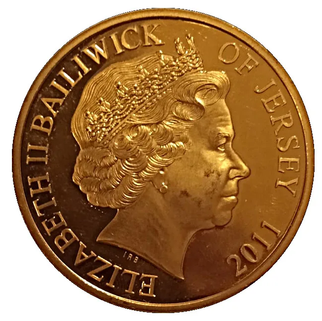Jersey 50 Pence - (Elizabeth II Diamond Jubilee) 2011 Rare Unc Commemorative Coloured Coin#J-13