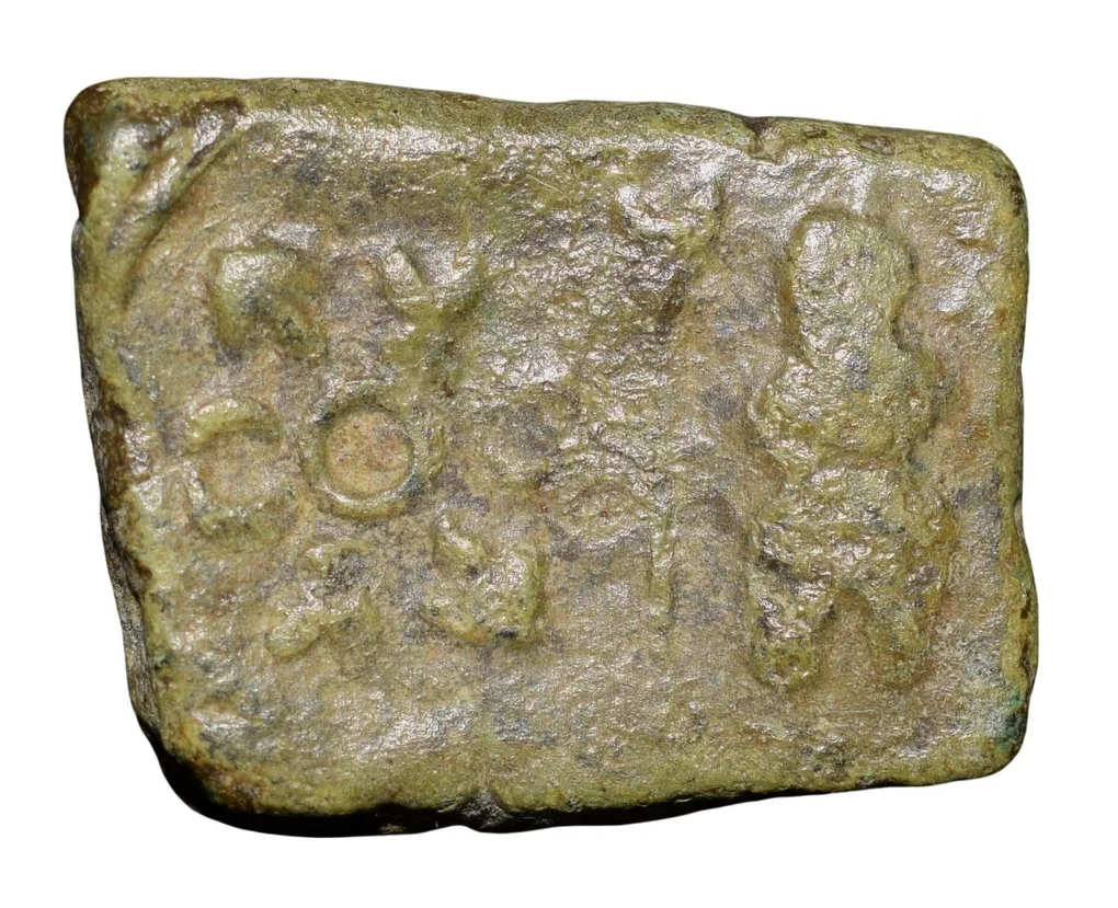 Copper Coin of Bharuch(2nd Cen. BC) with Pair of Mugamukhe/Mahakal . . . Rare