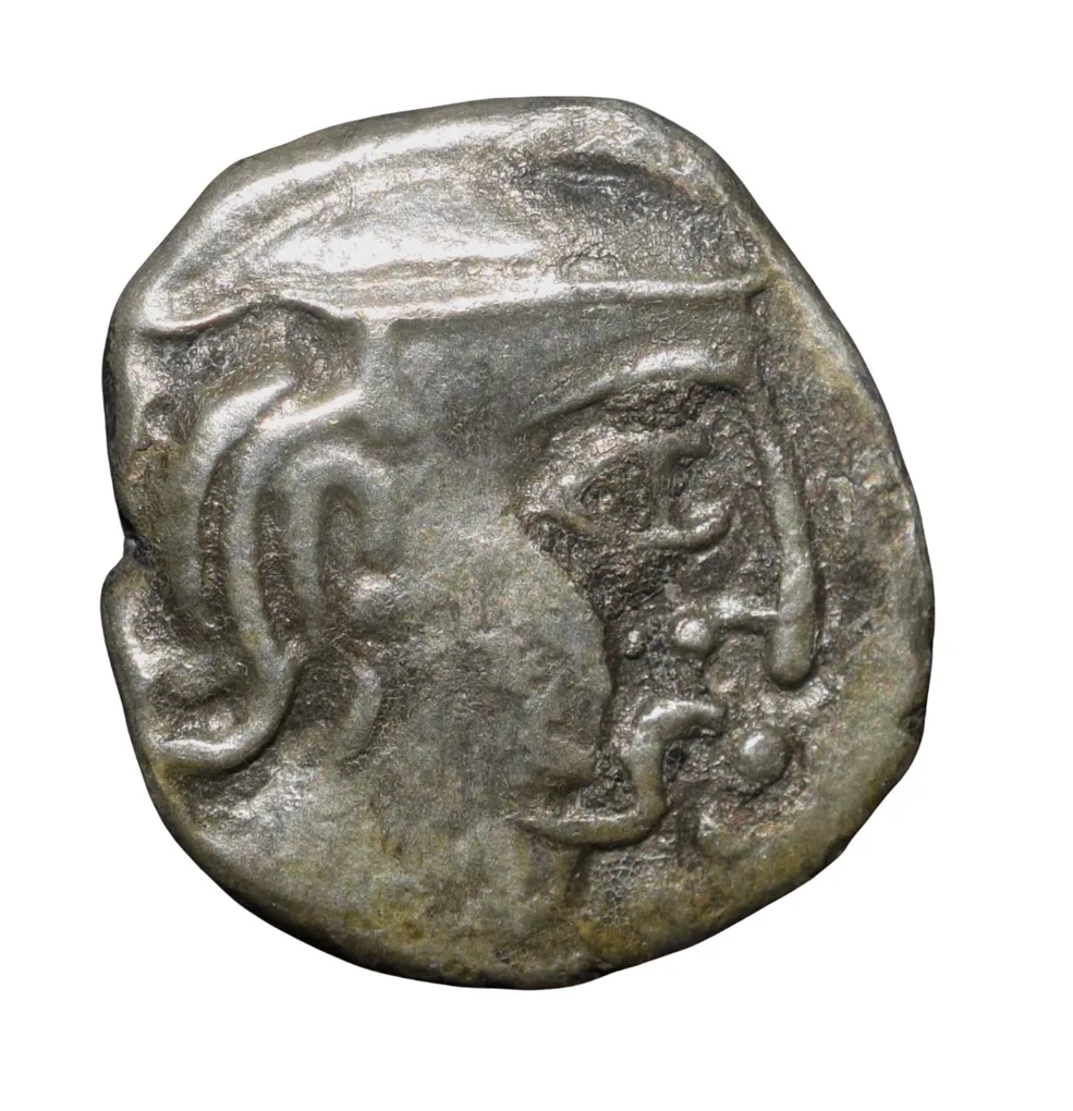 Silver Rupak of Kalchuries of Mahishmati, Krishnaraj (6th AD.) Portrait Issue