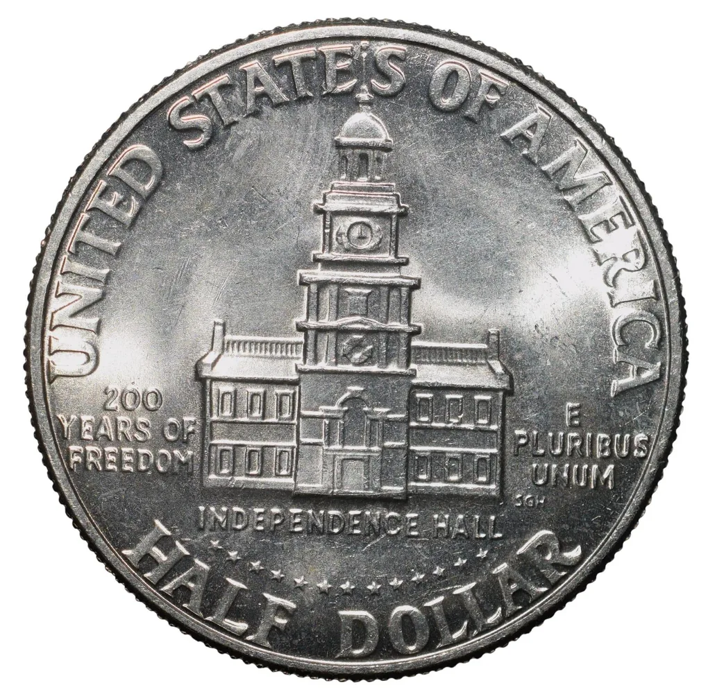 Copper-Nickel 1/2 Dollar of USA (AD 1976) Commemorative issue - Bicentenary of the United States Declaration of Independence 1776-1976 UNC Grade