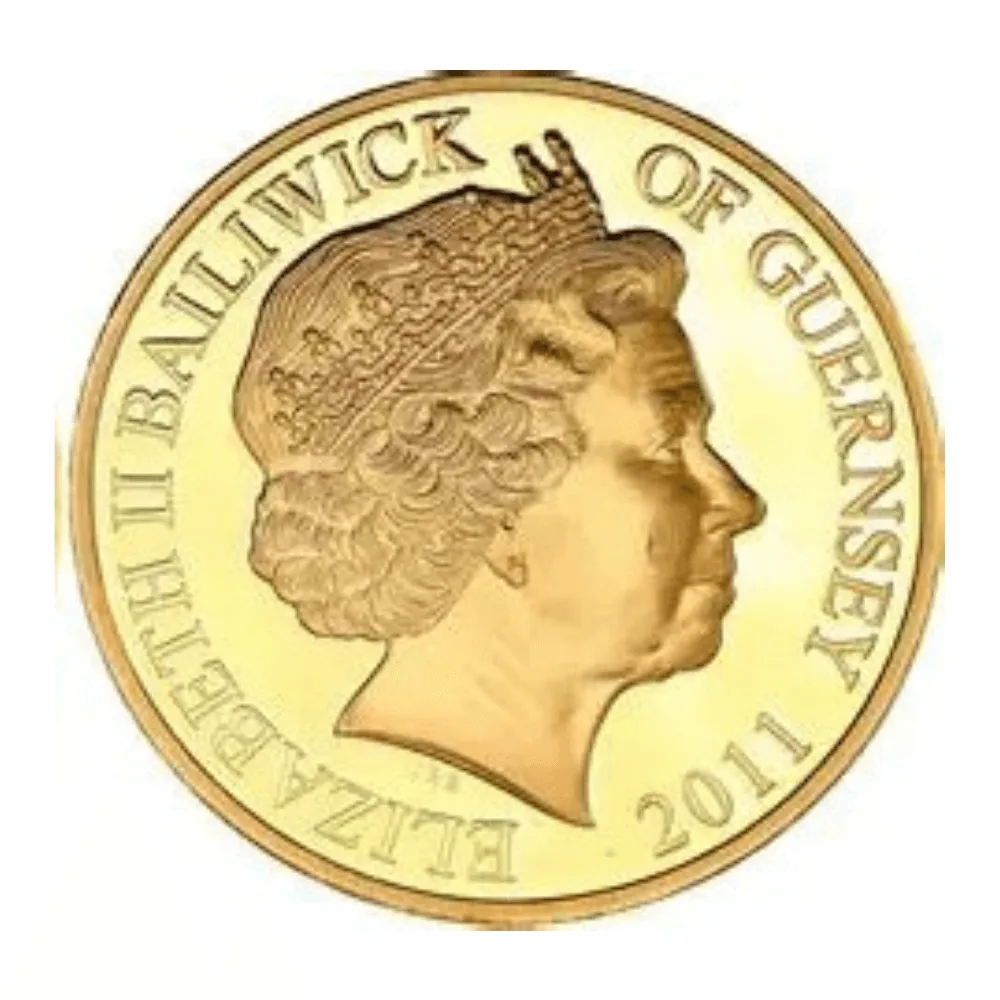 Guernsey 50 Pence - (Elizabeth II Diamond Jubilee) 2011 Rare Unc Commemorative Coloured Coin #J-14