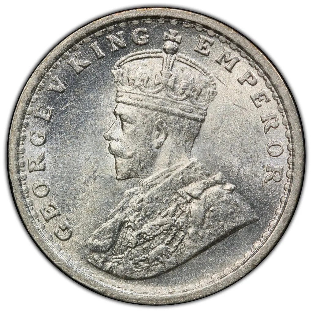 Extremely Rare 2 Anna 1911 PCGS MS63 High Graded Coin Famous Pig Variety Coin Super Hard to Find in this UNC Grade