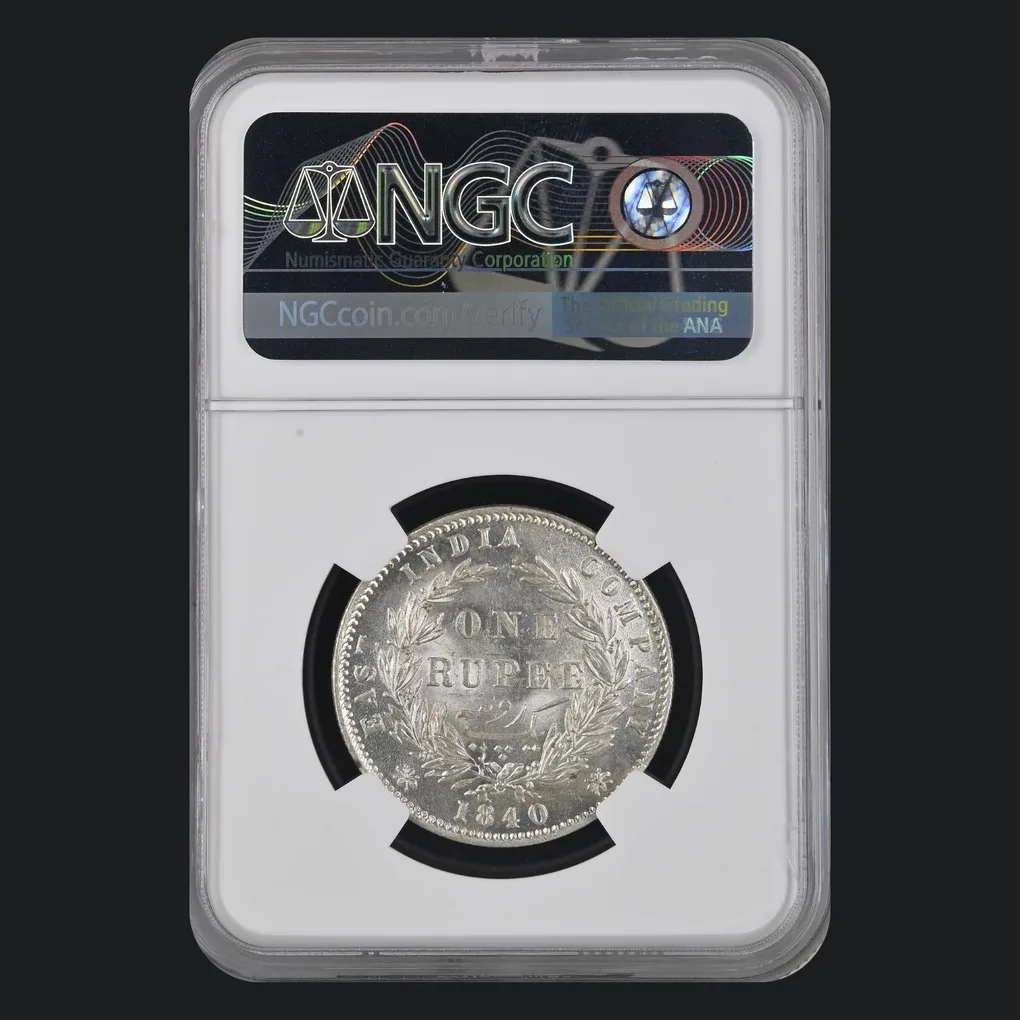 INDIA RUPEE VICTORIA QUEEN 1840 NGC GRADED UNC GRADE MS 62