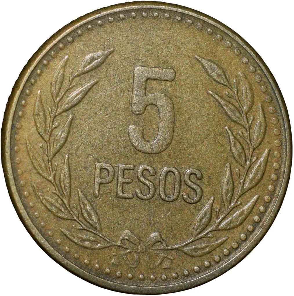 Brass 5 Pesos of Colombia Country (AD 1989)