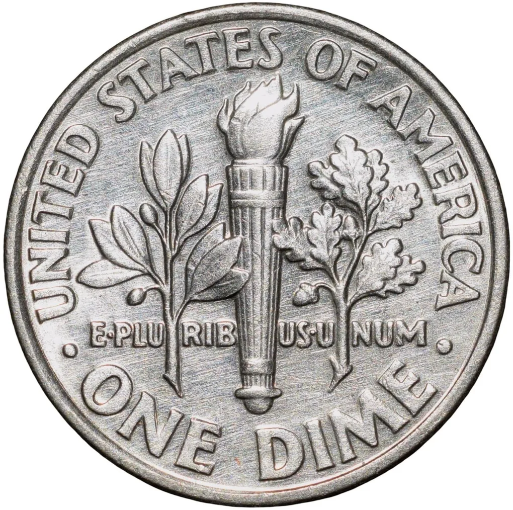 Copper-Nickel 1 Dime of USA (AD 1994) with Portrait of Franklin D. Roosevelt