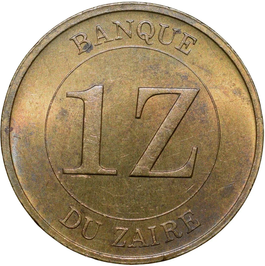 Brass 1 Zaire of Congo Country (AD 1987) with Portrait of Mobutu Sese Seko
