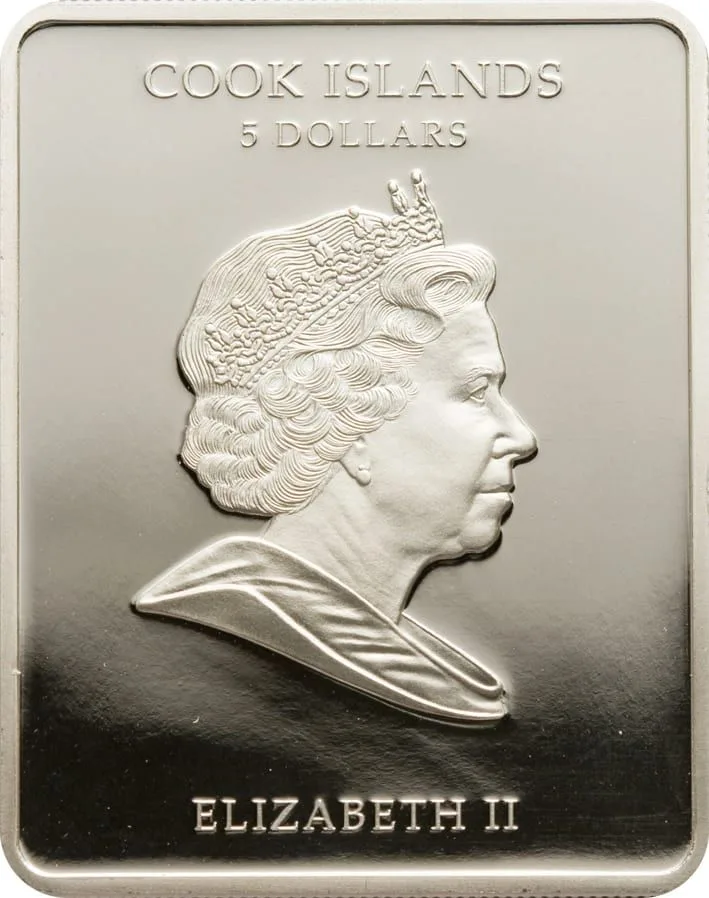 Cook Islands 5 Dollars 2009 - Elizabeth II Jan Matejko Rare {Silver (.925) (with a real yellow pearl insert) - Weight 25 g} Coin with Capsool