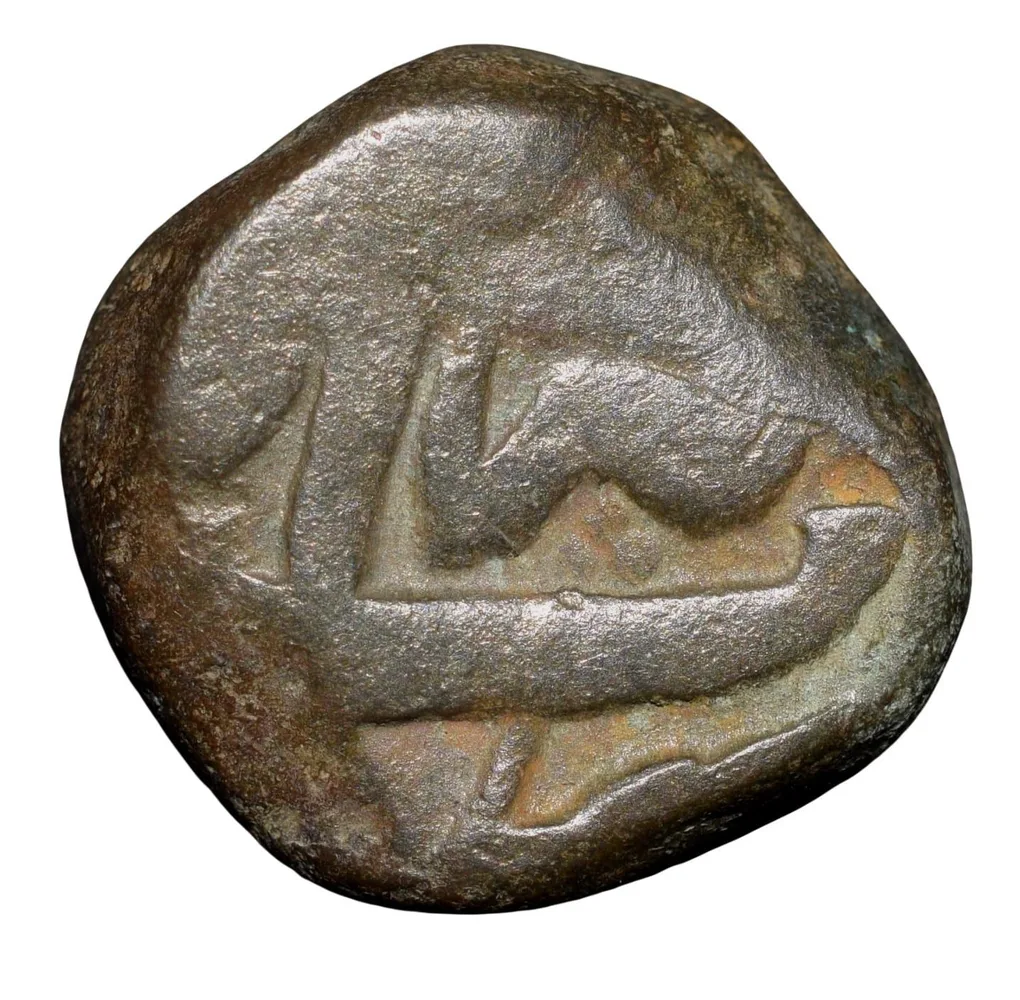 Copper 1/2 Dam of Shah Jahan(AD1628-1658) of Bairata Mint Sahib-i-Qiran-i-Sani KM204.3 Rare