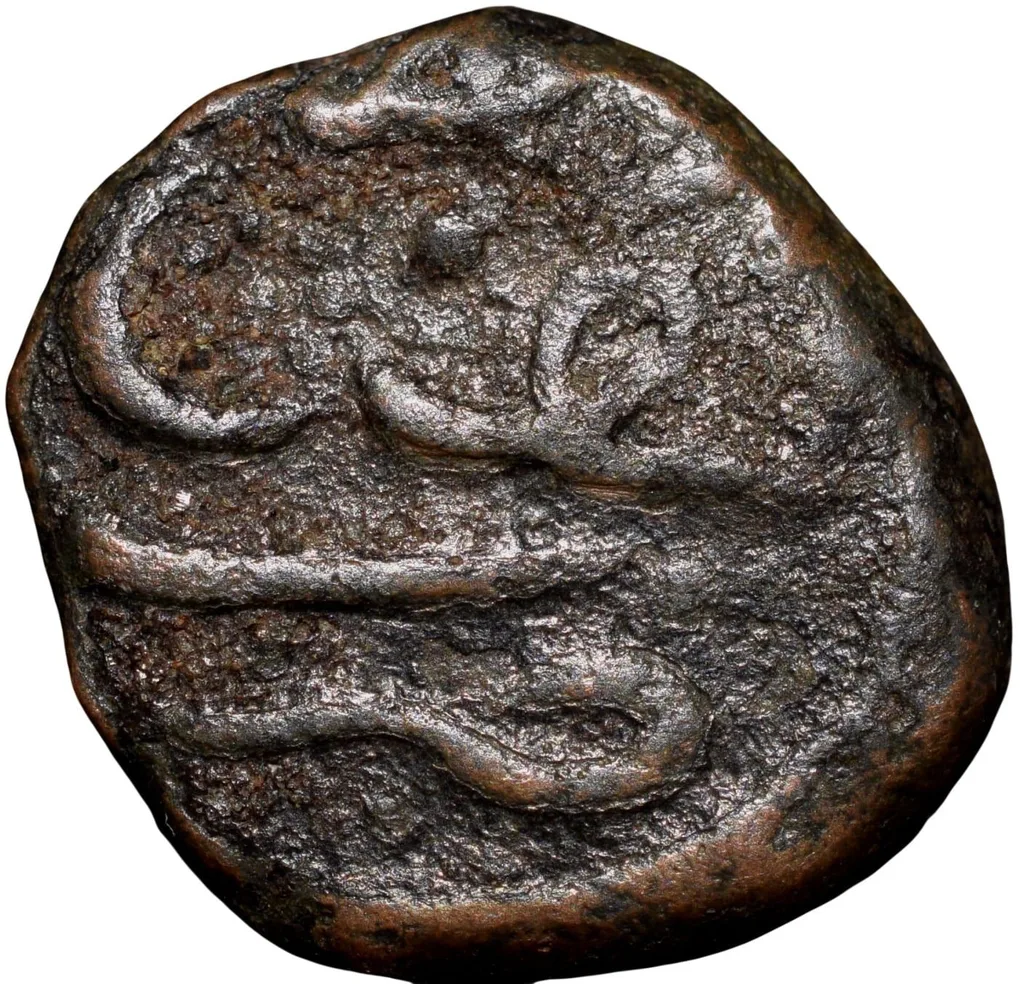 Copper 1/4 Paisa(Akhtar) of Tipu Sultan(AD 1787-99) of Mysore Kingdom Faiz Hisar Mint KM41.2