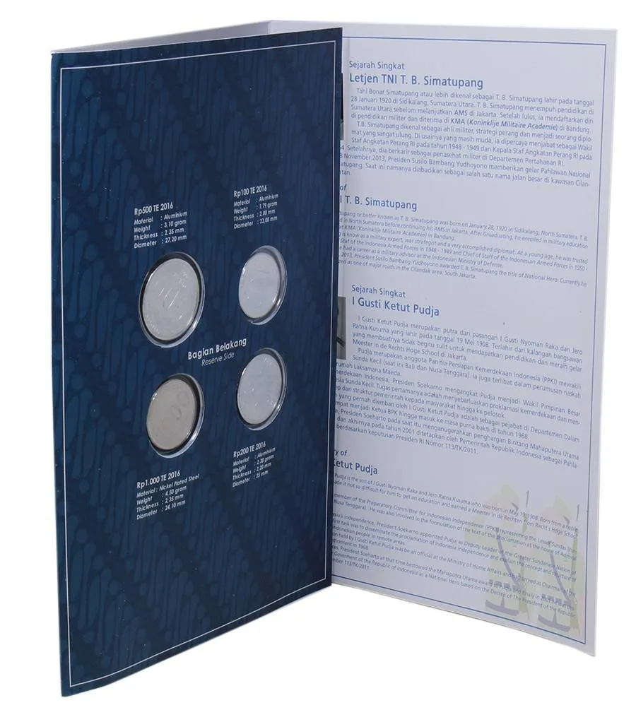Indonesian Coins Emission Commemorative Coins 2016 Rare (4 Coin) Set