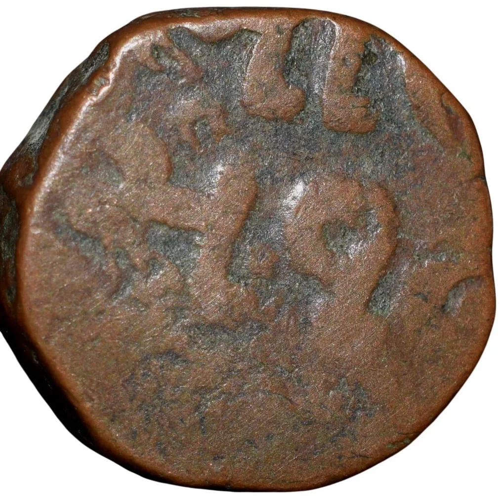 Copper 1/2 Paisa of Cambay State(17th - 18th Cen. AD) with 'Shah' Counter Mark & Gujrati Inscription KM Y3 Very Rare