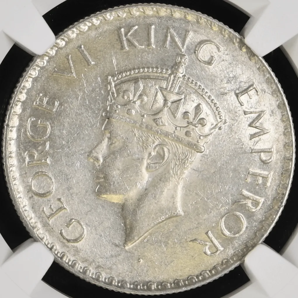 Extremely Rare 1 Rs 1938 Bombay Mint NGC GRADED MS 62 British INDIA RUPEE of George VI King Emperor