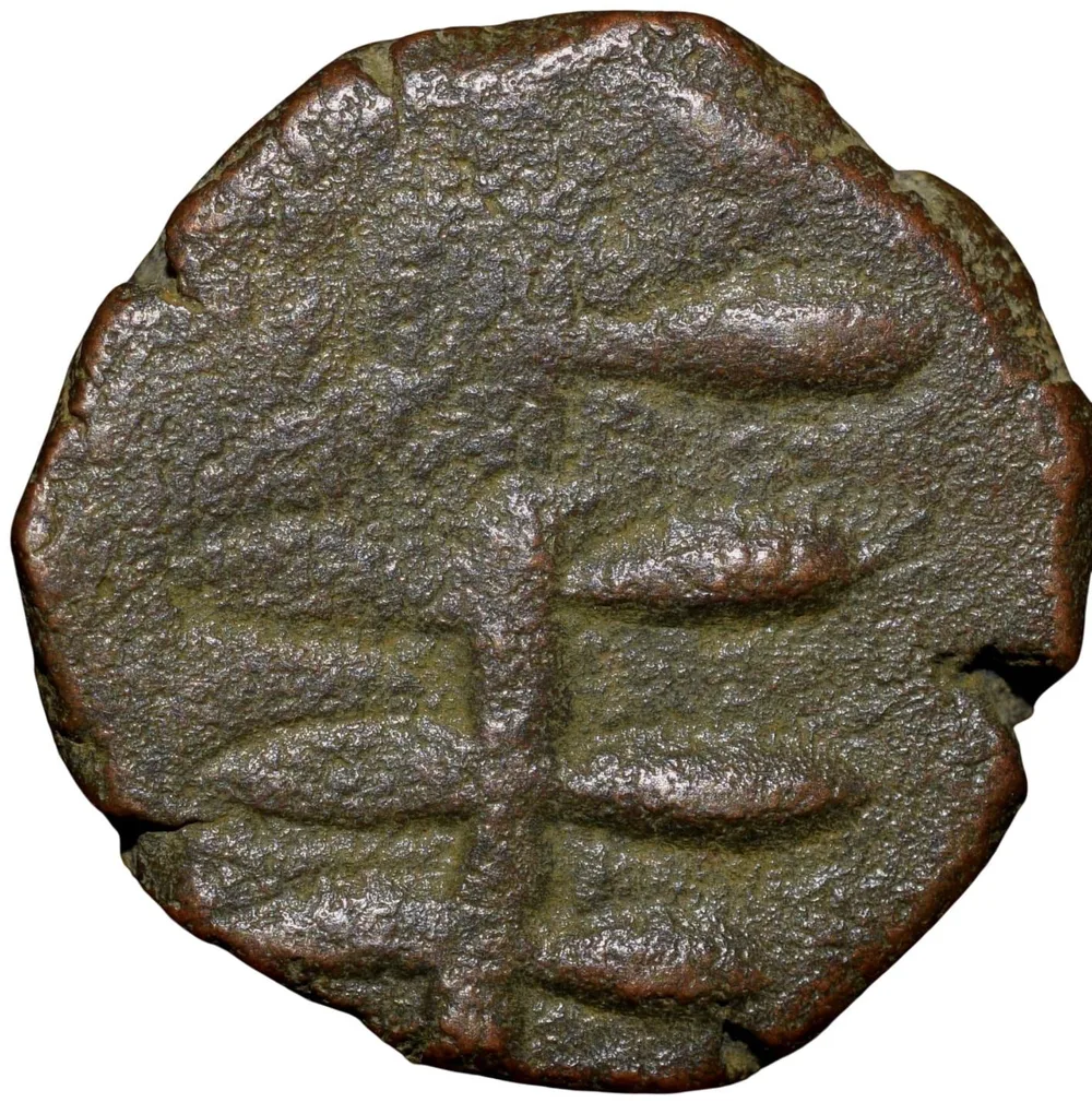 Copper 2 Pies of Mewar State INO Shah Alam II (AD1759-1806) with Floral Branch