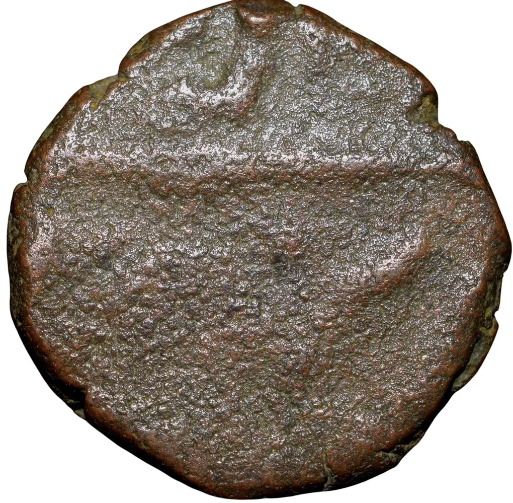 Copper 2 Pies of Mewar State INO Shah Alam II (AD1759-1806) with Floral Branch