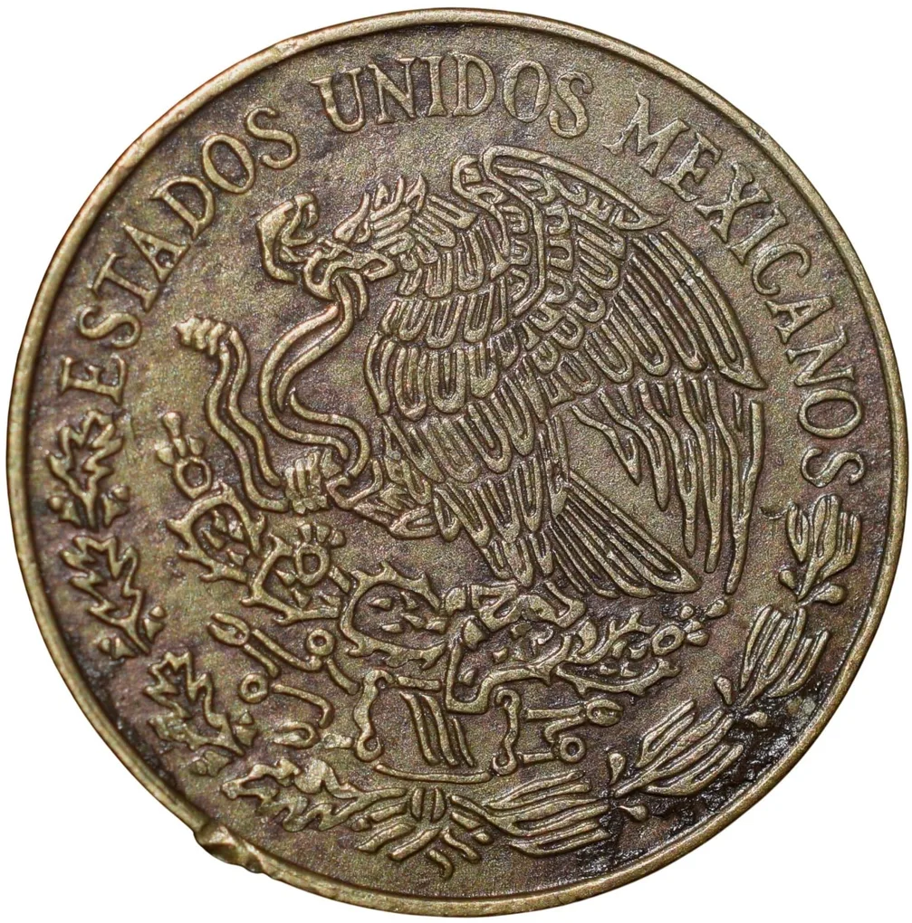 Brass 5 Centavos of Mexico (AD 1972) Scarce