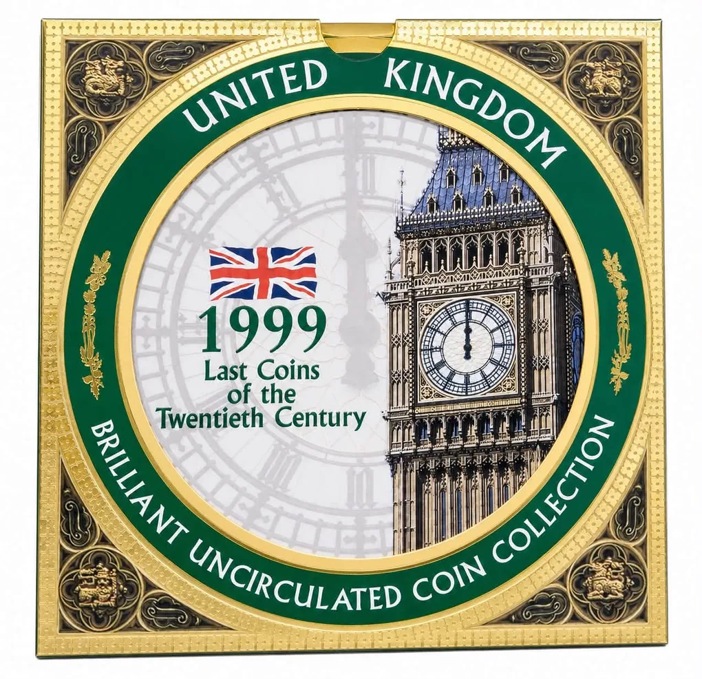 Ex Rare United Kingdom Last Coins of the Twentieth Centenary RUGBY World Cup Proof Coin Set 1999 Year Isuued Royal Mint