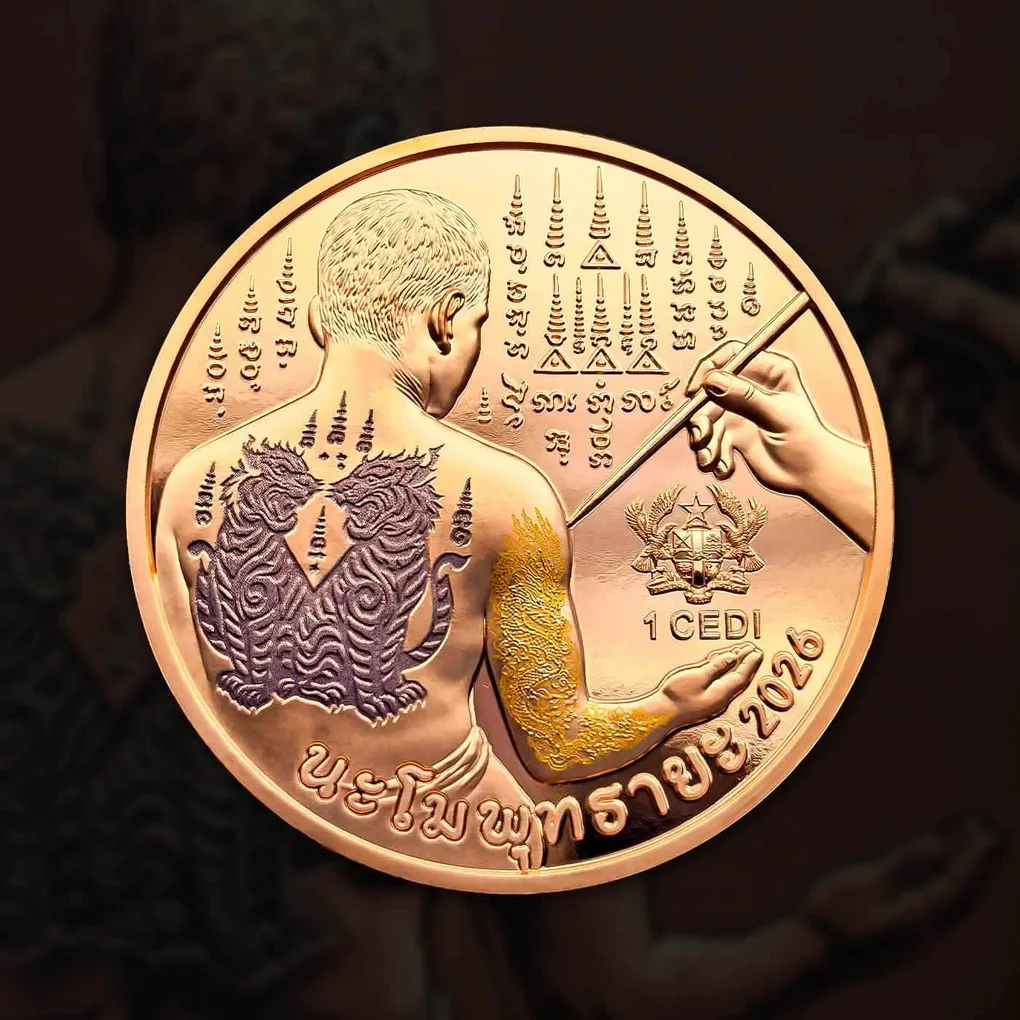 Extremely Rare Item Tattoo(1) 1 Ghani Dedo Year 2026 Proof Coin Issued The Republic of Ghana