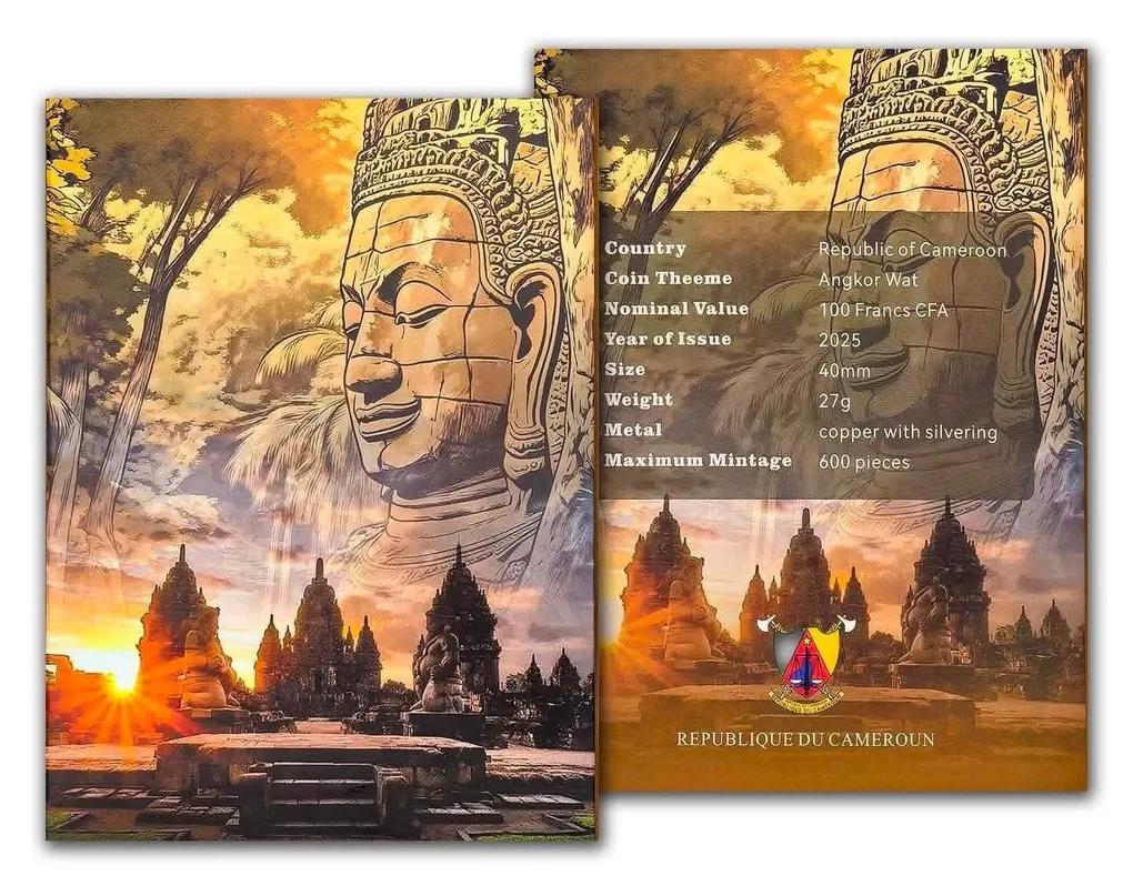 Extremely Rare Coin Lord Buddha 100 Francis CFA Angkor Wat Year 2025 Proof Coin Issued Republic of Cameroon