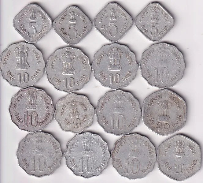 Republic India Used 5 10 20 Paisa Commemorative Issue 16 Different Aluminium Coins Collection Set
