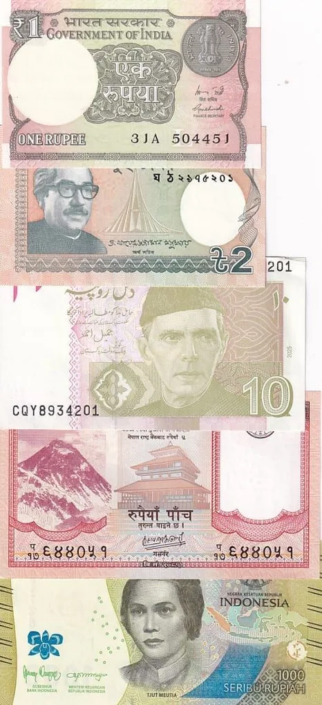 World 9 Different Asian Countrys Banknotes Collection Unc Lot