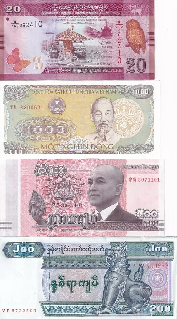 World 9 Different Asian Countrys Banknotes Collection Unc Lot