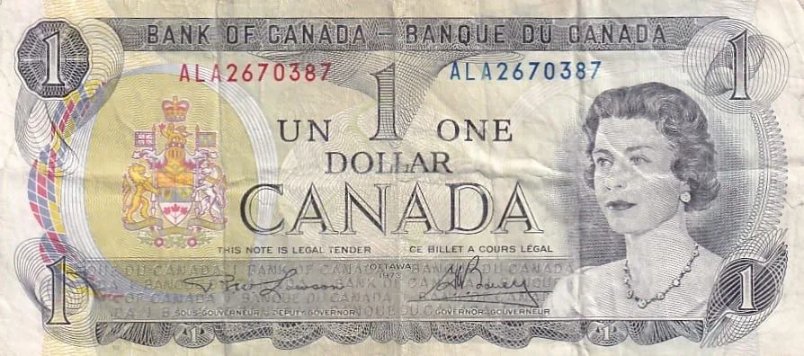Canada 1 Dollar 1973 Queen Elizabeth II Face Used Condition Note #1