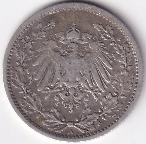 1/2 Mark Germany 1906 Eagle Silver A Mark Silver Rare Coin