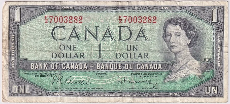 Queen Elizabeth II1 Dollar 1967 Canada Fine Condition Note #4