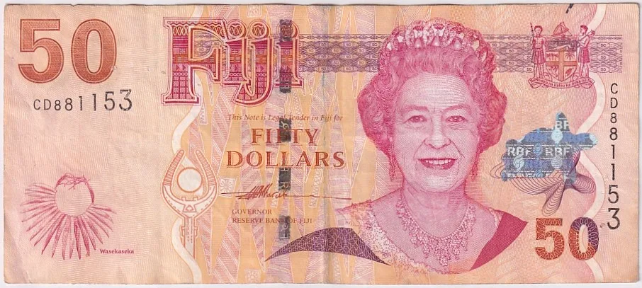 Fiji 50 Dollar Queen Elizabeth II 2007 Year Banknote Rare #1